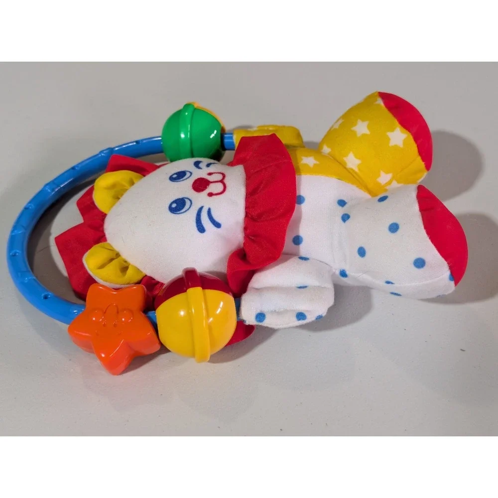 Vintage 1996 Fisher Price Baby Circus Juggling Lion Rattle Plush Toy Primary